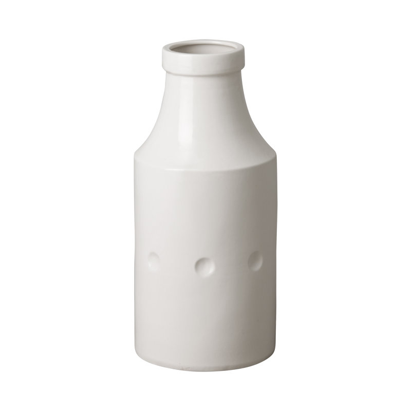Vase de table intérieur / extérieur en céramique, Blanc, H 18 po x l 8 po x P 8 po