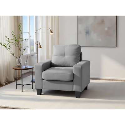 Fauteuil club gris Worthen en similicuir