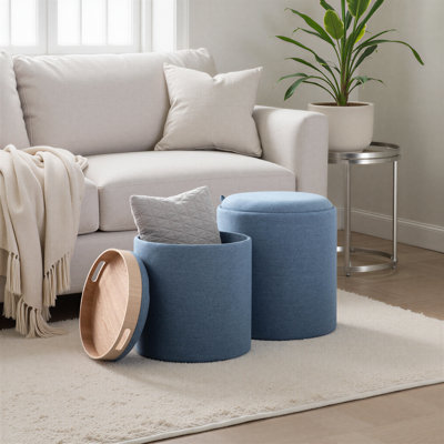 Repose-pieds rond avec rangement 15,5 po Alvena