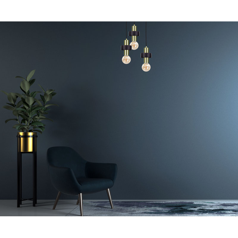 Bernda 3 - Light Cylinder Pendant, Black/Gold