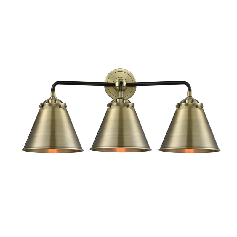 Éclairage pour meuble-lavabo à 3 lumières à intensité variable Donovan, Laiton antique noir, Laiton antique, Incandescente