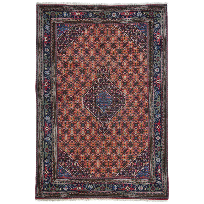 Tapis oriental unique de style pêche 6 pi 5 po x 9 pi 5 po Coral