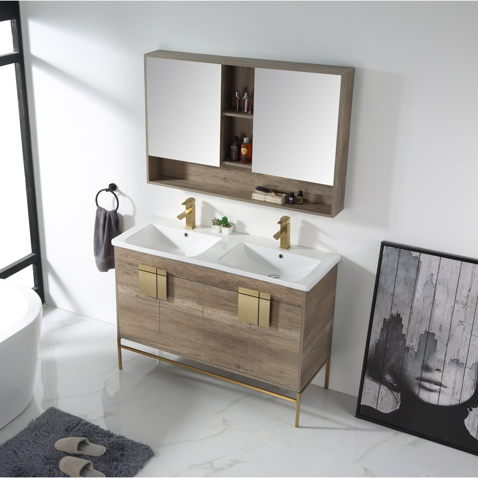 Maisie Surface Double Medicine Cabinet, Gray