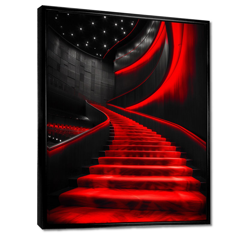 Monochromes harmoniques noires et rouges - salles de concert, Cadre flottant noir, H 12 po x l 20 po