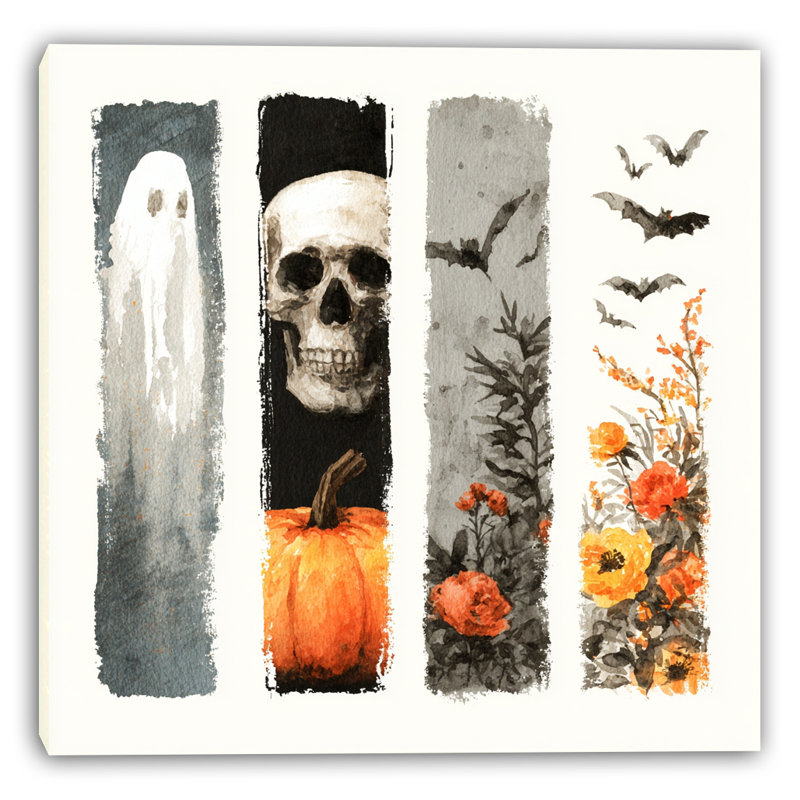«Haunted Halloween Stripes I», art mural sur toile tendue