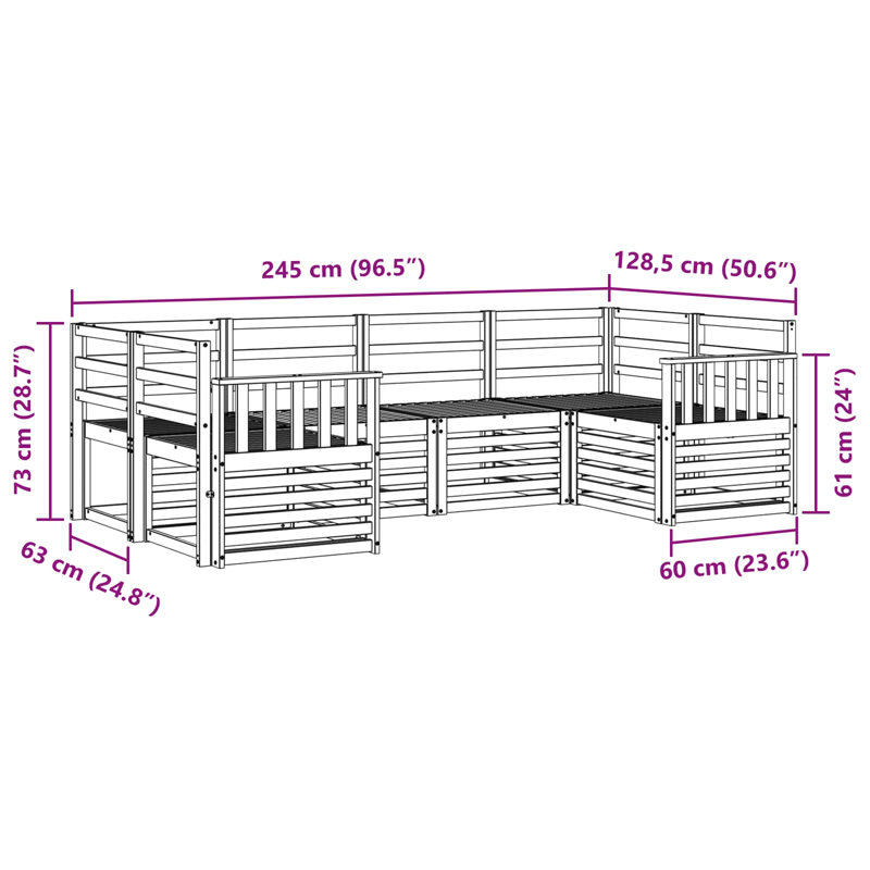 245cm Wide Patio Sectional Set