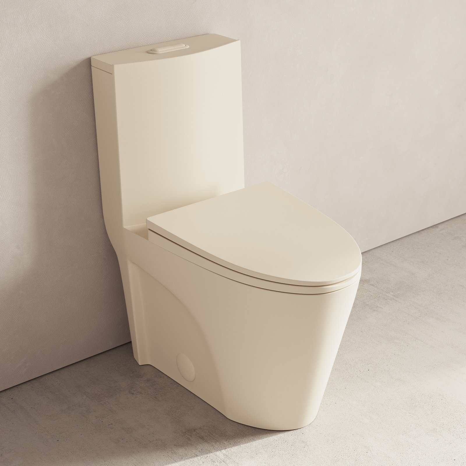 St. Tropez 1-Piece Elongated Toilet, Matte Bisque, 12", Top