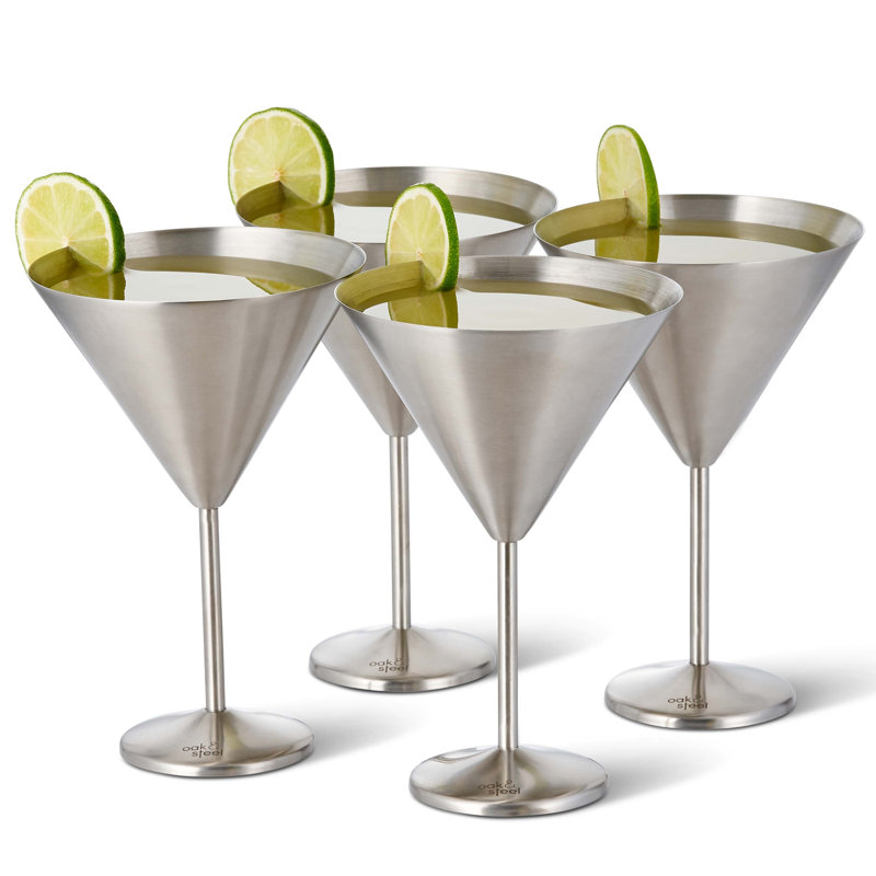 Versa 460ml Stainless Steel Martini Glass Set, Silver