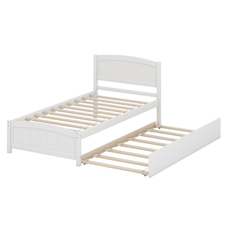 Platform Bed With Trundle, White