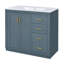Meuble-lavabo de 36 po, lavabo en céramique, structure en bois massif, glissières de tiroir, planches, rangement spacieux, style rétro, poignée en métal exquis, motif de rainure unique, glissière lisse, assemblage fonctionnel facile de 36 po-1844886663
