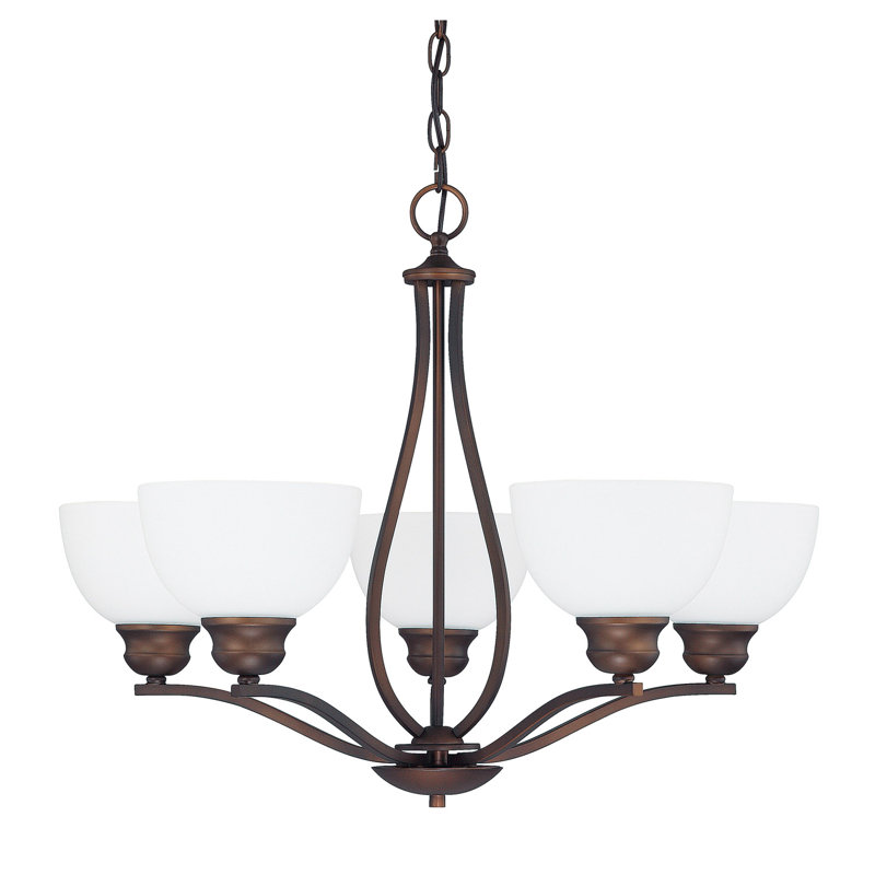 Lustre classique à 5 lumières avec abat-jour Stanton, Bronze brillant
