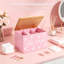 Boîte de rangement rose à tampons Bow-Print
