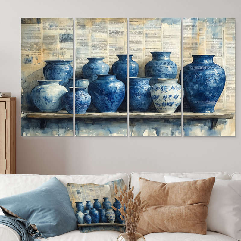 «China S Edge Of Wonder Chinoiserie Pottery I - Boho Pottery», ensemble de reproductions d'art mural, H 28 po x l 48 po