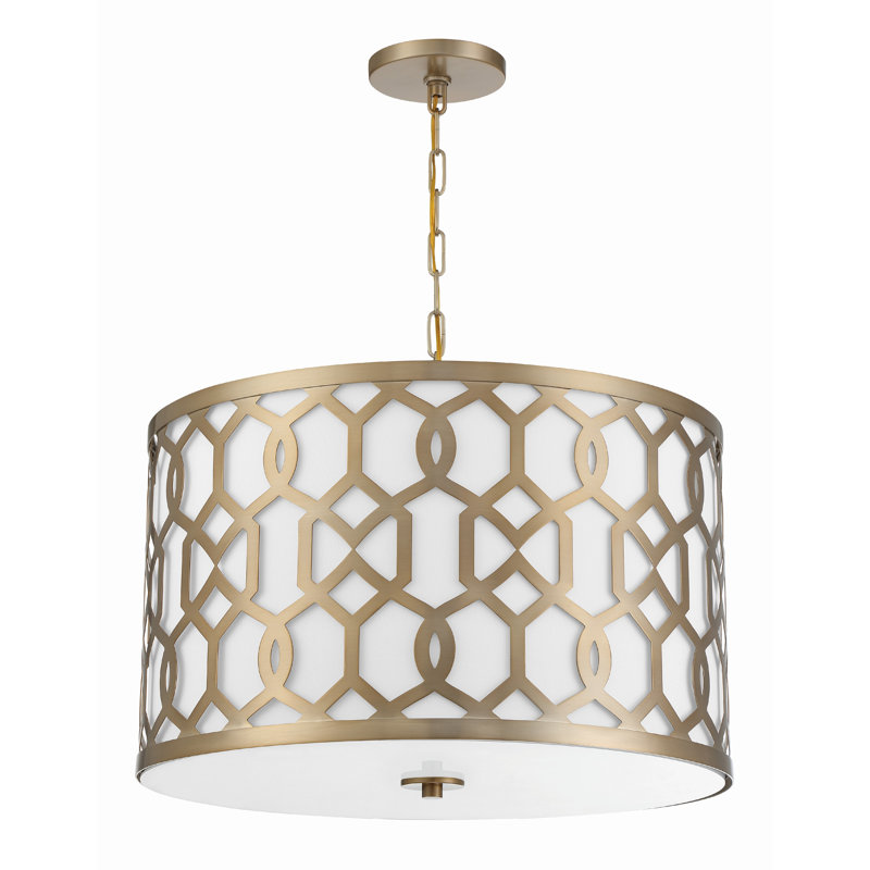 Jennings 5-Light Drum Pendant, Aged Brass, 24.25" 5-Light