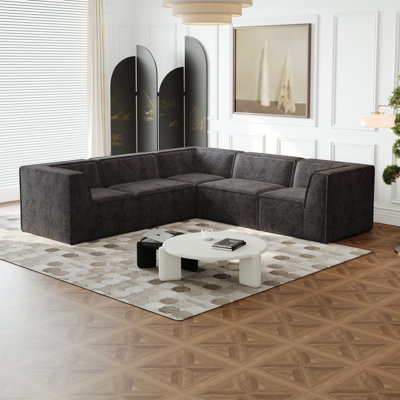 Canapé modulaire à compression en forme de L 5 places Karr