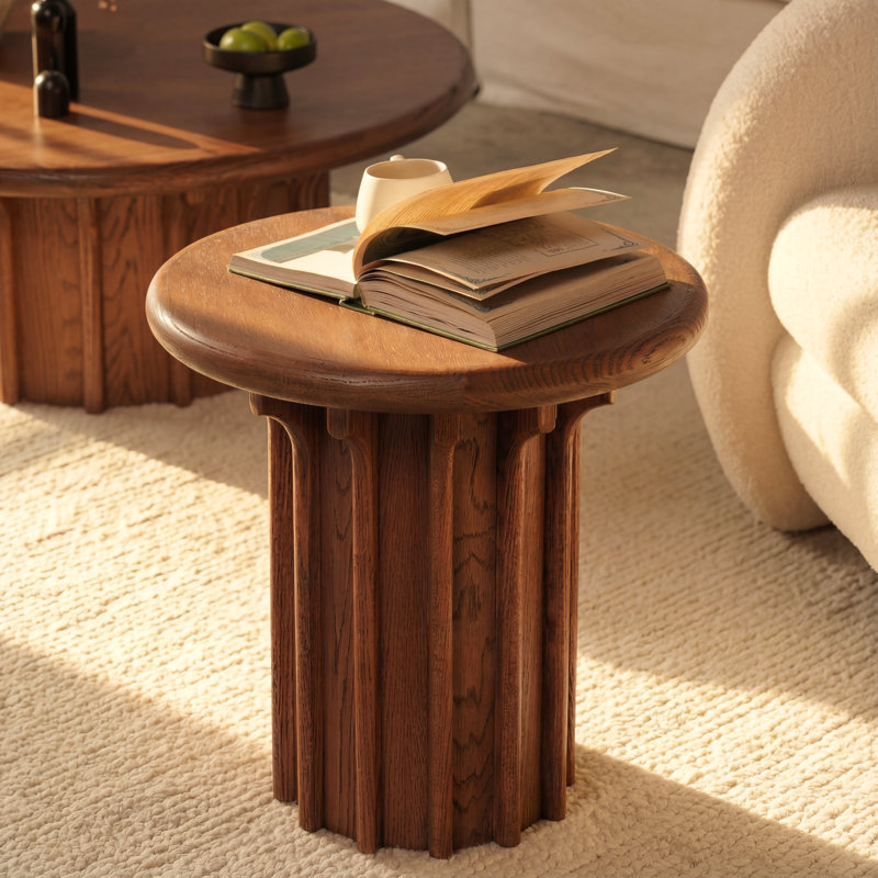 CORIN 20" White Oak Side Table – Modern End Table for Living Room – Brown, Brun