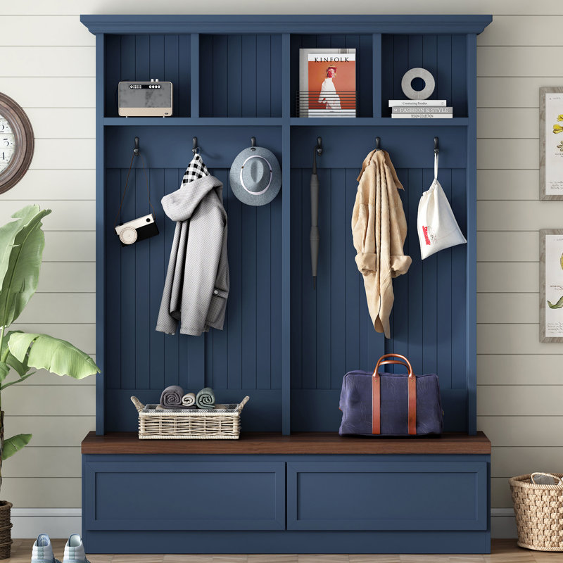 Hall Tree 56'' Wide With Bench And Open Storage