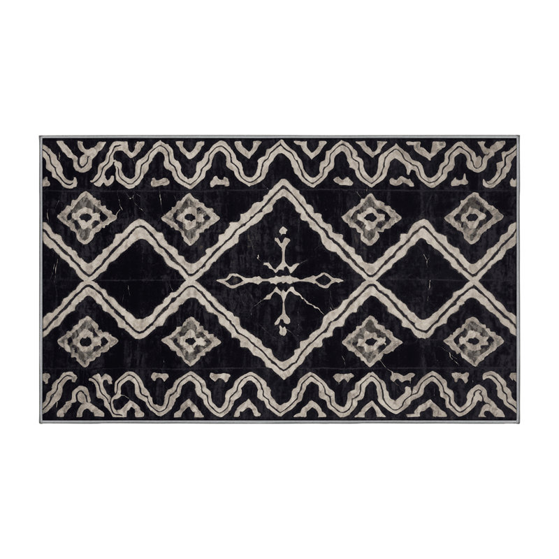 Machine Washable Gray Area Rug, Rectangle 6' x 9'