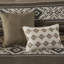 Édredon double / grand avec 5 pièces à rayures et coussins décoratifs, brun. Tissu, oreillers lavables à la machine en microfibre-122455652