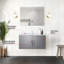 Gris foncé 36 po Meuble-lavabo, comptoir en quartz blanc, robinet, miroir à DEL - construction et meuble résistant aux égratignures x P 22 po, comptoir, qualité