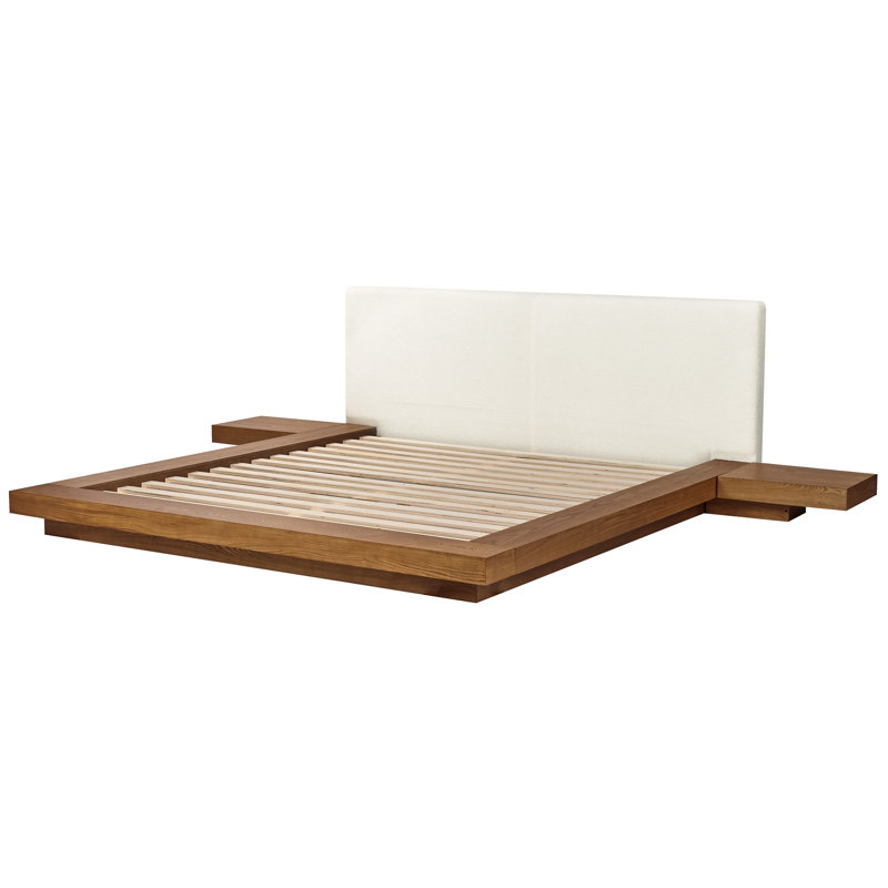 Ronish Upholstered Bed, Light Brown/White, Super King (6')