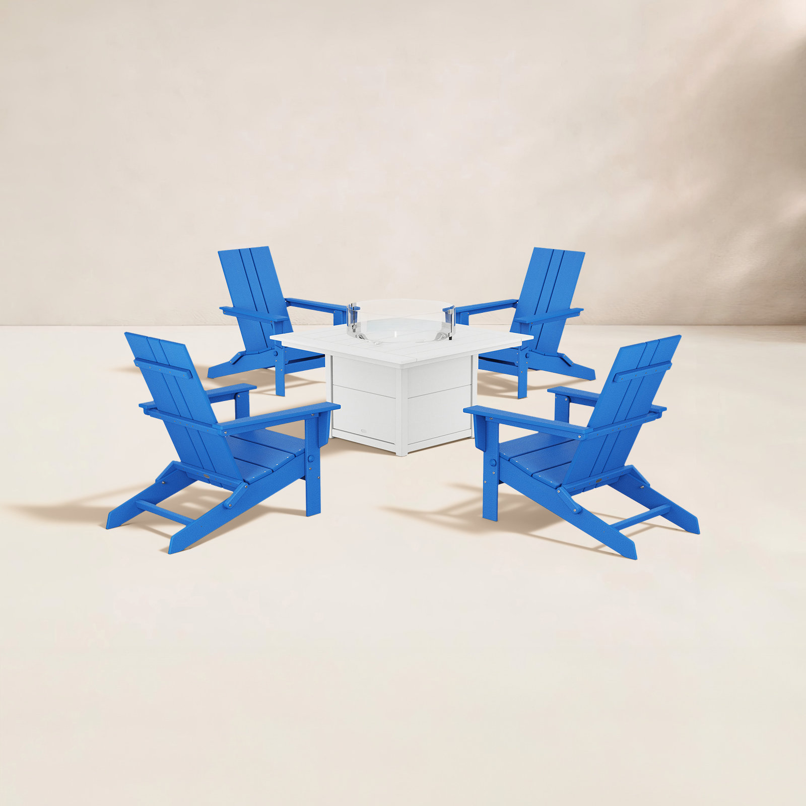 4-Person Patio Seating Group, Pacific Blue/White