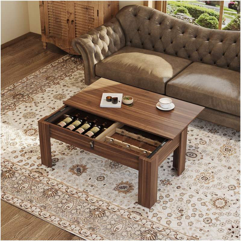 Multi-Functional MDF Coffee Table With Password Lock, Suitable For Storing Firearms And Wine