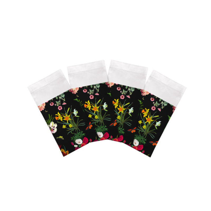 Flora Fauna Cotton Blend Square Napkins, Black