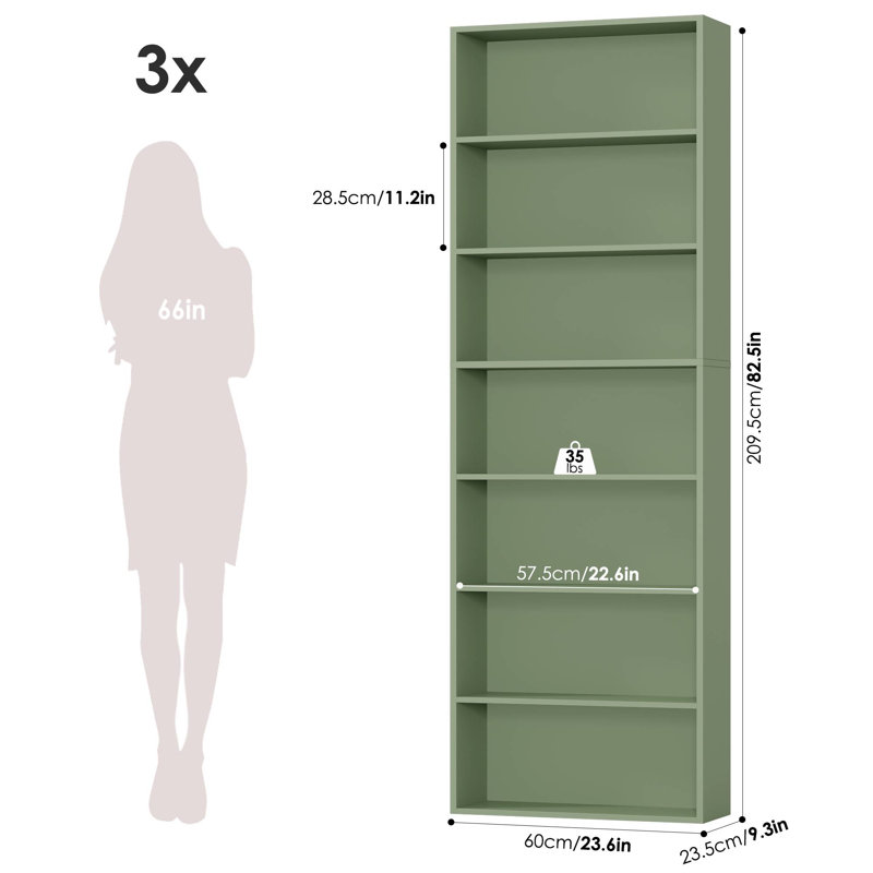 Ensemble de 3 bibliothèques standard à 3 niveaux H 82,5 po, Vert