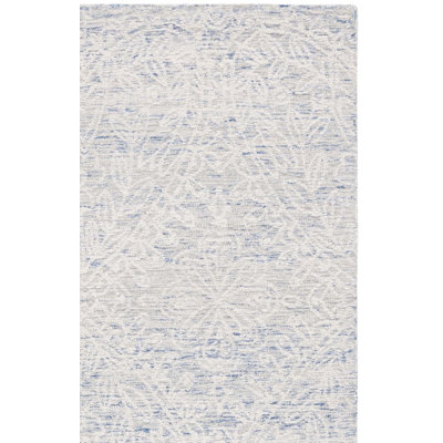 Greisofe Hand Tufted Wool/Cotton with Cotton Backing Floral Rug in Blue/Ivory