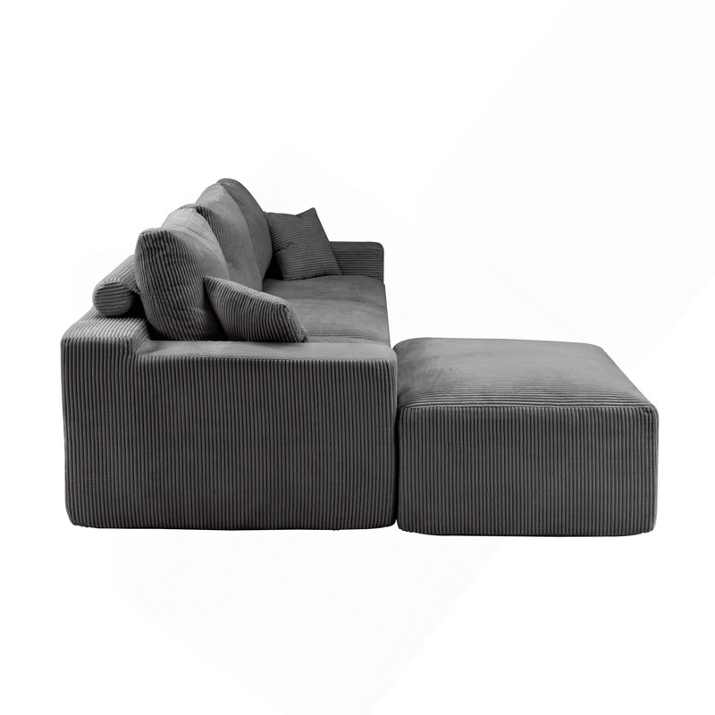 Canapé modulaire en L «110», Gris, H 24 po x l 110 po x P 74 po