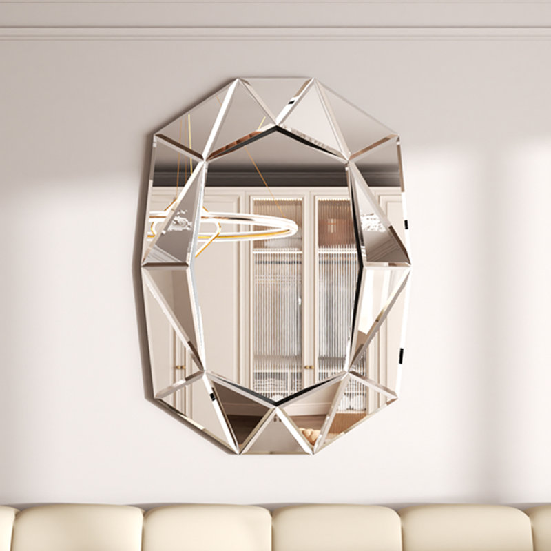 Briahna Glass Oval Wall Mirror, Silver