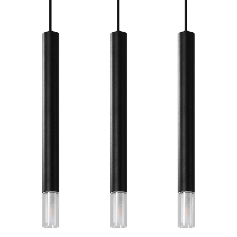 Bohlen - Light Stainless Steel Pendant, Black, 3 Lights, 52cm W x 9cm D