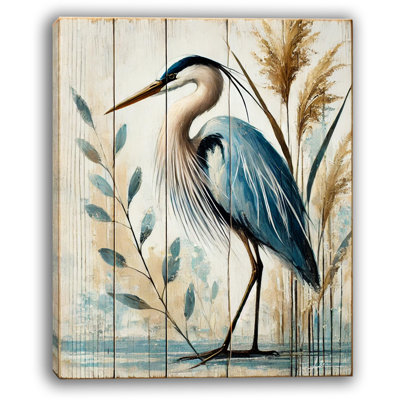 «Rustic Blue Heron», impression sur toile