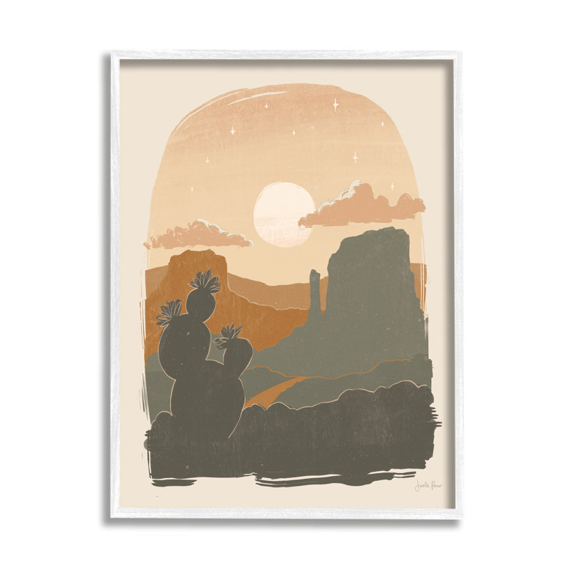 «Sunset Desert Canyon Silhouette» par Janelle Penner - peinture sur bois, Giclée encadrée noir minuit