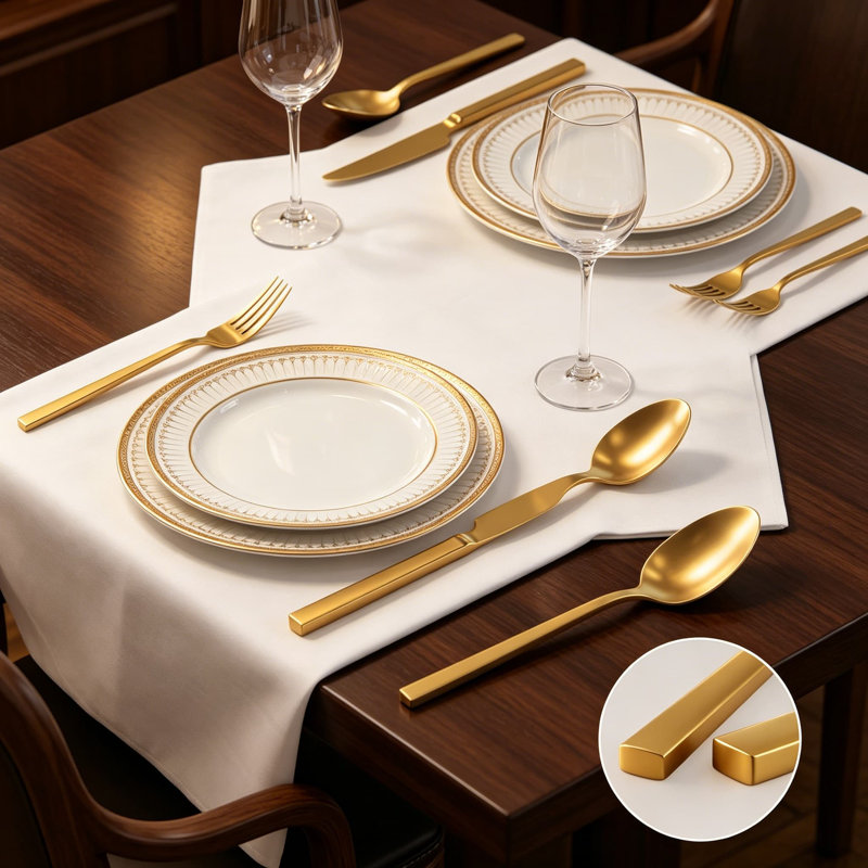 60-Piece Stainless Steel Flatware Set for 12, 18/10 Stainless Steel Cutlery Set with Matte Finish and Ergonomic Cuboid Handle, Complete Dinnerware Service
