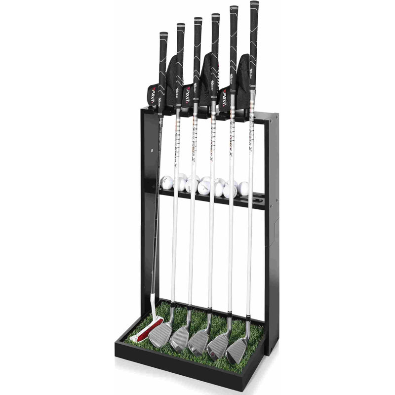 Rangement pour club de golf en bois de qualité supérieure pour 6 bâtons, 18 balles et 3 housses de rangement