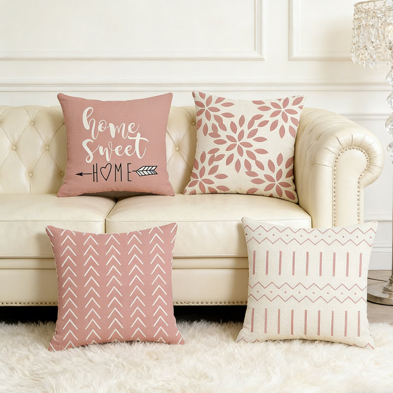 Pillow Covers Set of 4, Modern Sofa Throw Pillow Cover, Decorative Outdoor Linen Fabric Pillow Case for Couch Bed Car，Monogram Decorative Pillow Case, Home Decor
