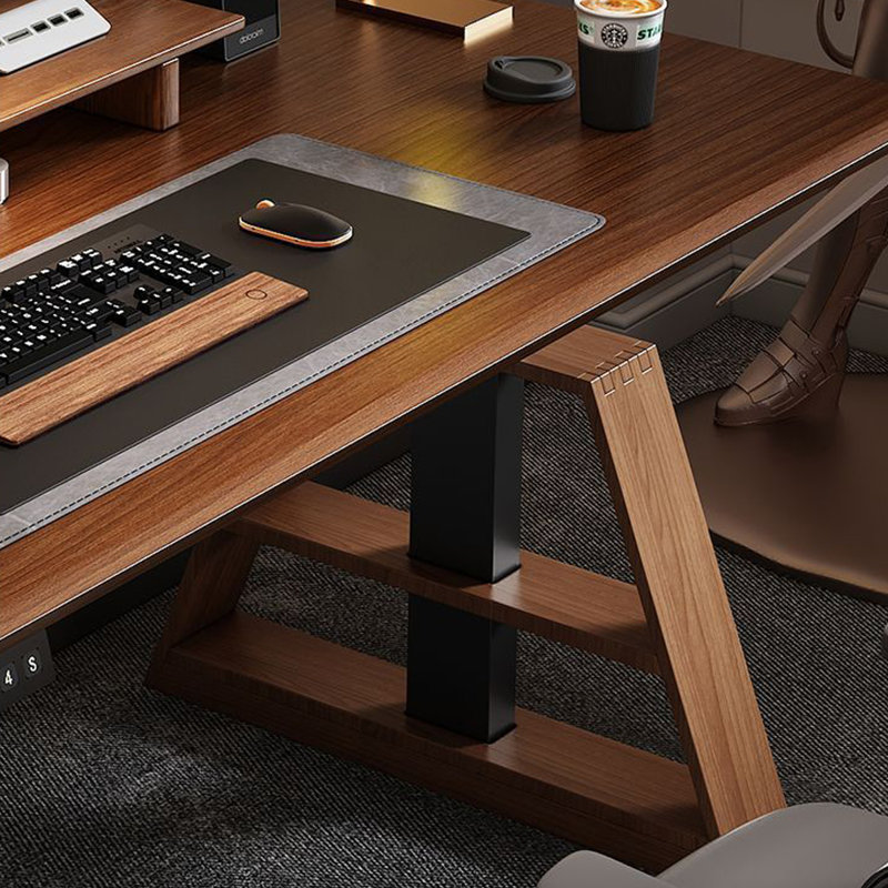 Bureau rectangulaire en bois massif et acier de couleur noyer noir, H 49,21 po x l 62,99 po x P 27,56 po