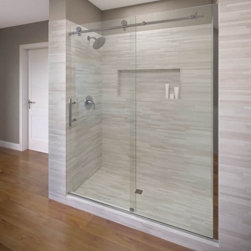 Vinesse 59'' - W x 76'' H Single Added Door Frameless Shower Door with, Chrome, Clear Glass