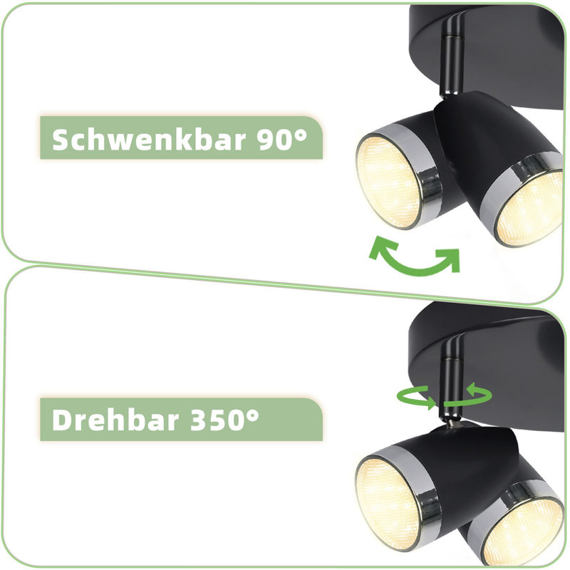 LED ceiling spotlight 3 flame modern 4W warm white 3000K, Black