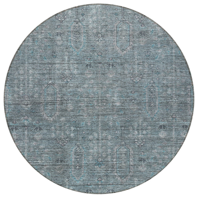 Tapis rond bleu / gris 8 pi