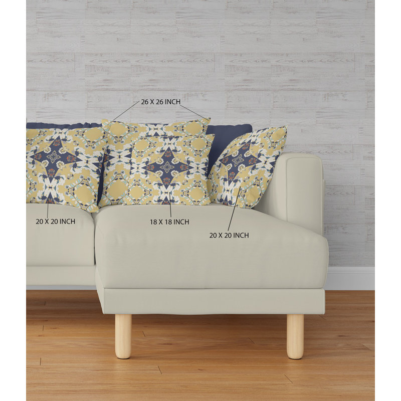 Coussin 18 po x 18 po Broadcloth, Jaune / bleu