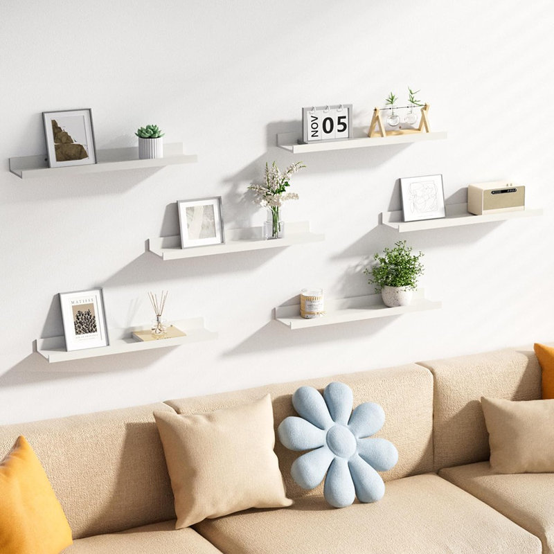 Ensemble de 6 tablettes en bois blanc pour la chambre à coucher, le salon, la salle de bain et la cuisine