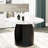 48 Inch White Sintered Stone Dining Table With Black Finish Metal Base