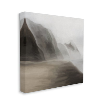 " Serene Mountain Landscape Foggy Abstract Clouds " by JJ Design House LLC Painting Print