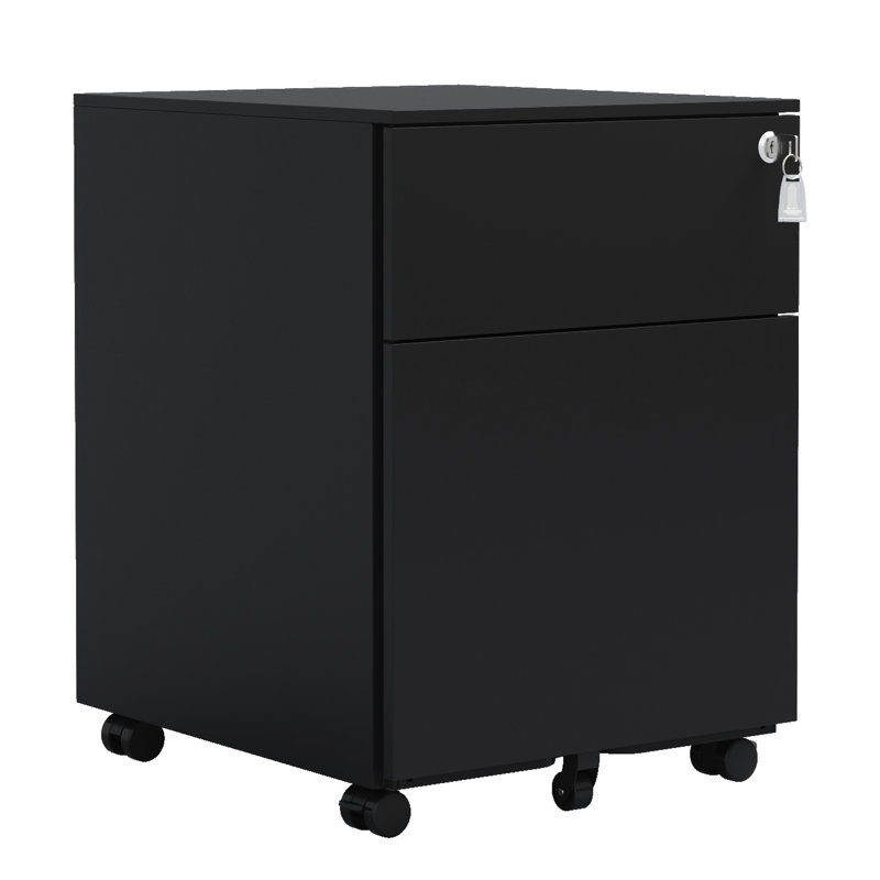 Lockable 2 Drawer File Cabinet, Steel, For Legal/Letter/A4/F4, Home Office Hot Look, Black Steel Cabinet With Drawers And Lock, New Style,