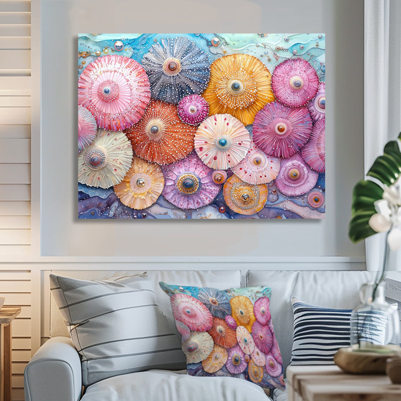 Art coloré sur toile, oursin coloré parade II, H 30 po x l 40 po, Toile tendue, Ne s’applique pas