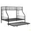 Lit simple superposé au dessus d'un lit double avec lit gigogne en métal, aucun sommier requis, assemblage facile
