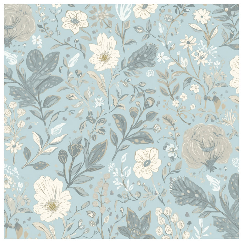 Housses de couette à motif floral bleu, Très grand lit